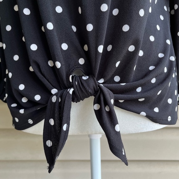 •Adrianna Papell• Polka Dot Front-Tie Top - Size Small - Picture 4 of 11